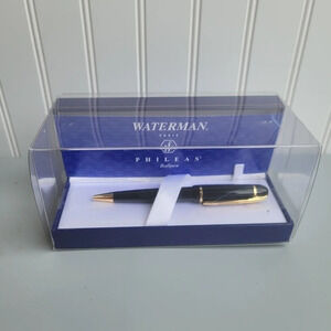 VTG Waterman Paris France PHILEAS Black Ball Pen Gold With Box. Not Tested